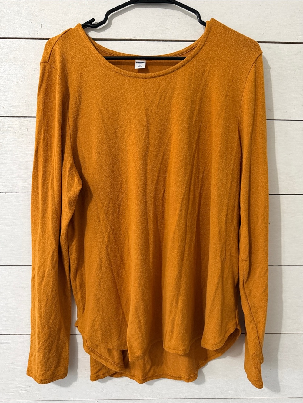 Old Navy Women's Scoop Neck Long-Sleeve Top - Mustard Yellow